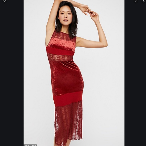 FREE PEOPLE/ Keep In Line Velvet Midi Dress - Picture 2 of 6